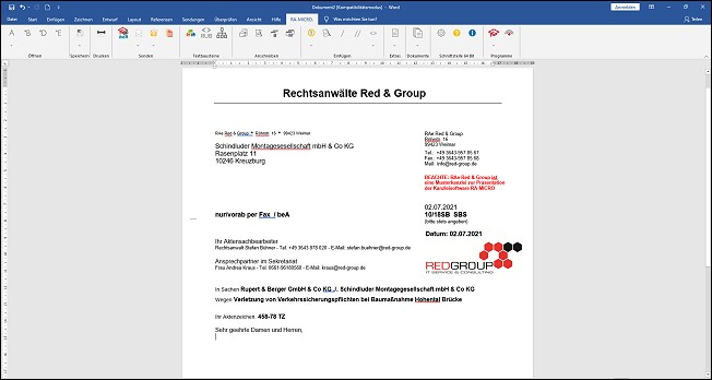Schriftsatz mit SQL Aktendaten